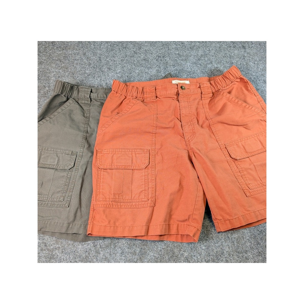 Savane Mens Cargo Shorts Bundle Set of 2 Olive Orange Size 32 34 Canvas Utility